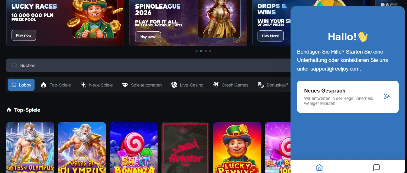 reeljoy casino live chat